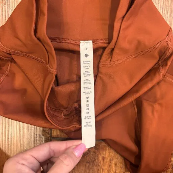 Lululemon Fast and Free High-Rise Tight 25” Pockets Dark Terracotta Womens Sz 4 - Picture 4 of 7